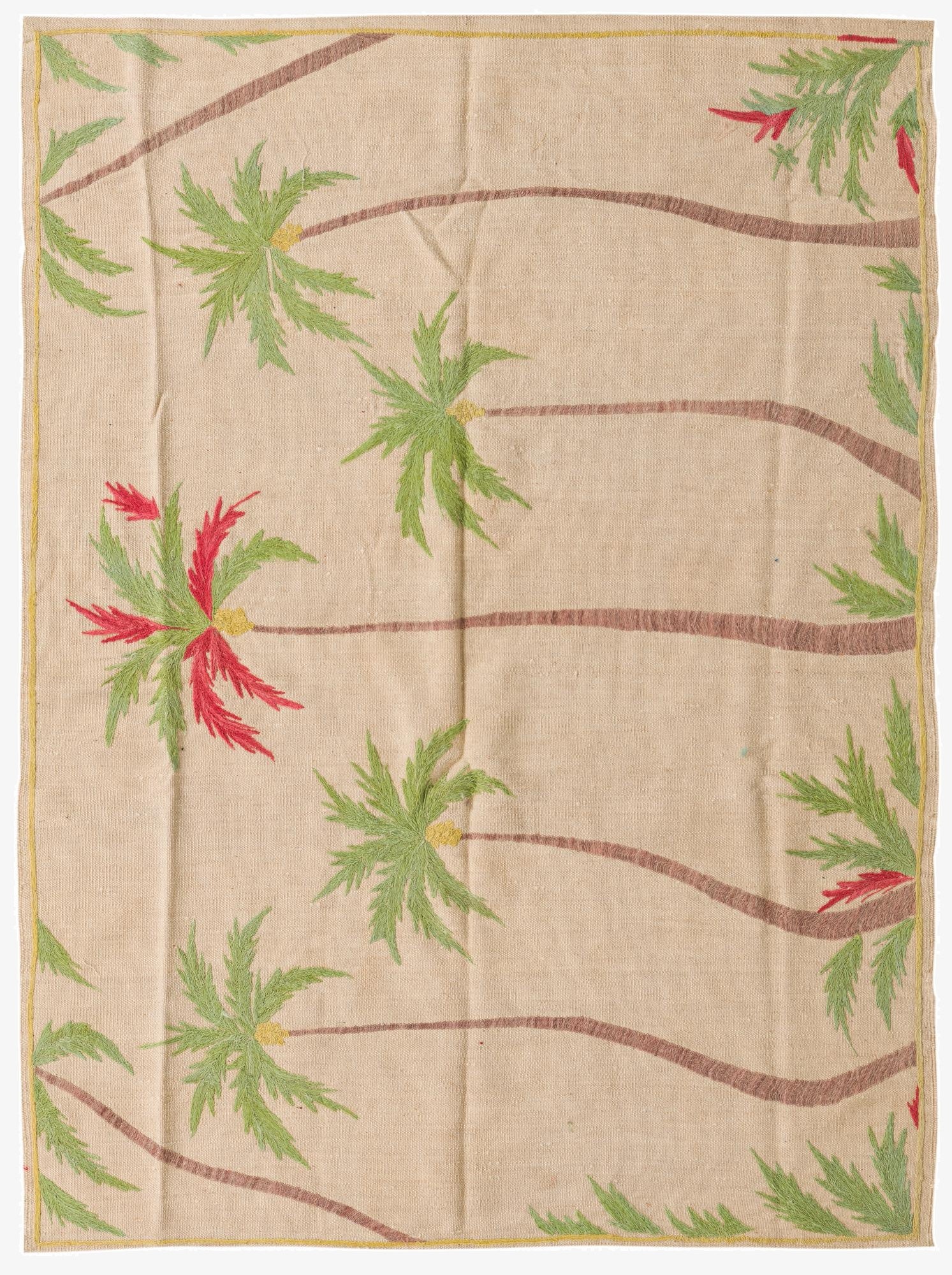  4' 10 x 6' 6  Hand Woven Kilim Suzani Wool Rug