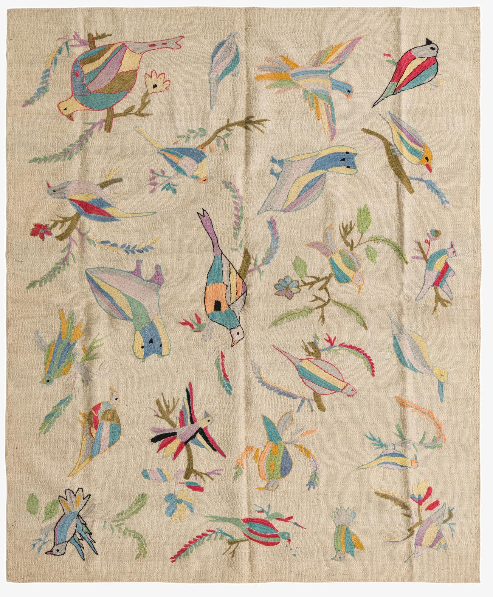  5' 3 x 6' 3  Hand Woven Kilim Suzani Wool Rug