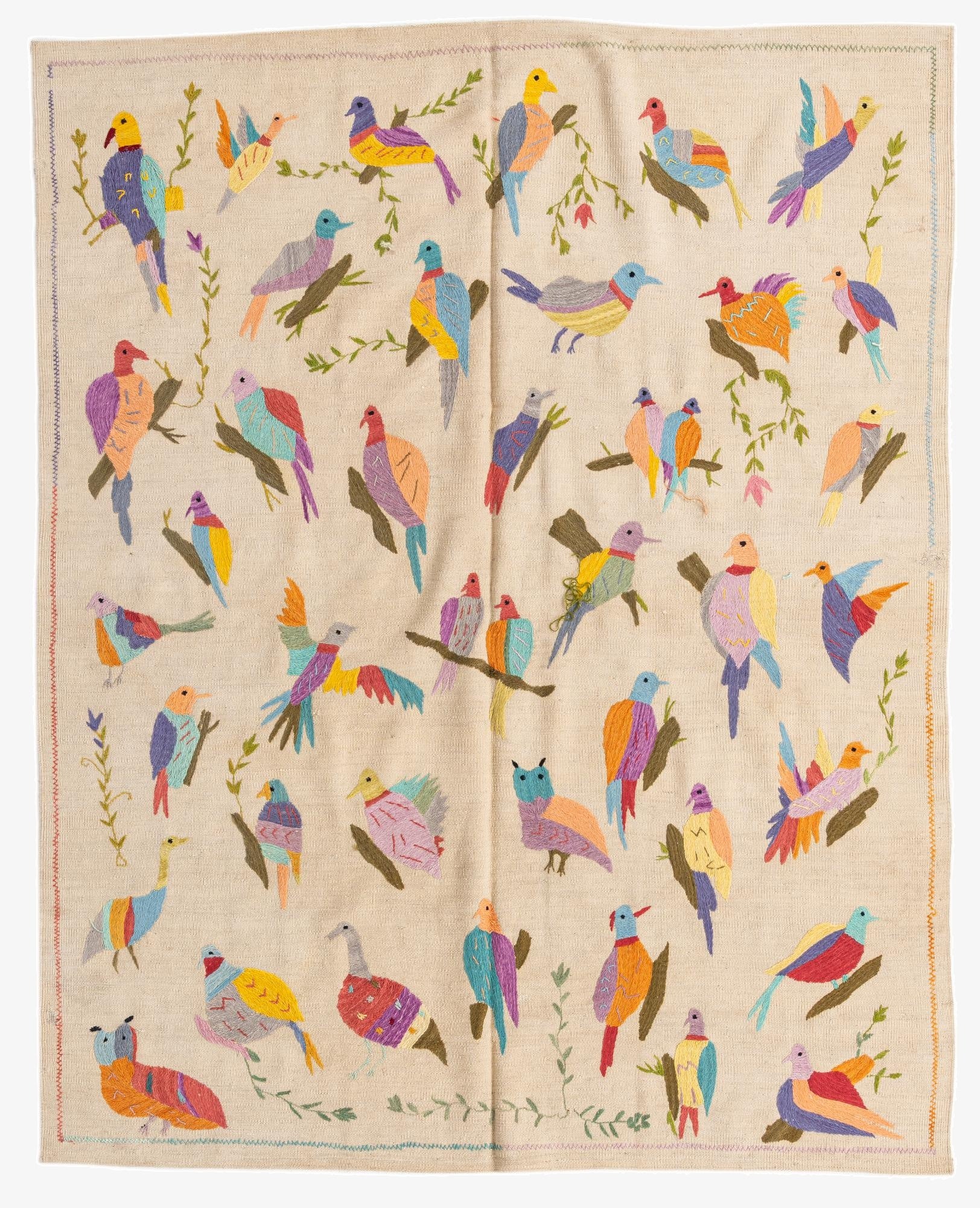  6' x 7' 5  Hand Woven Kilim Suzani Wool Rug