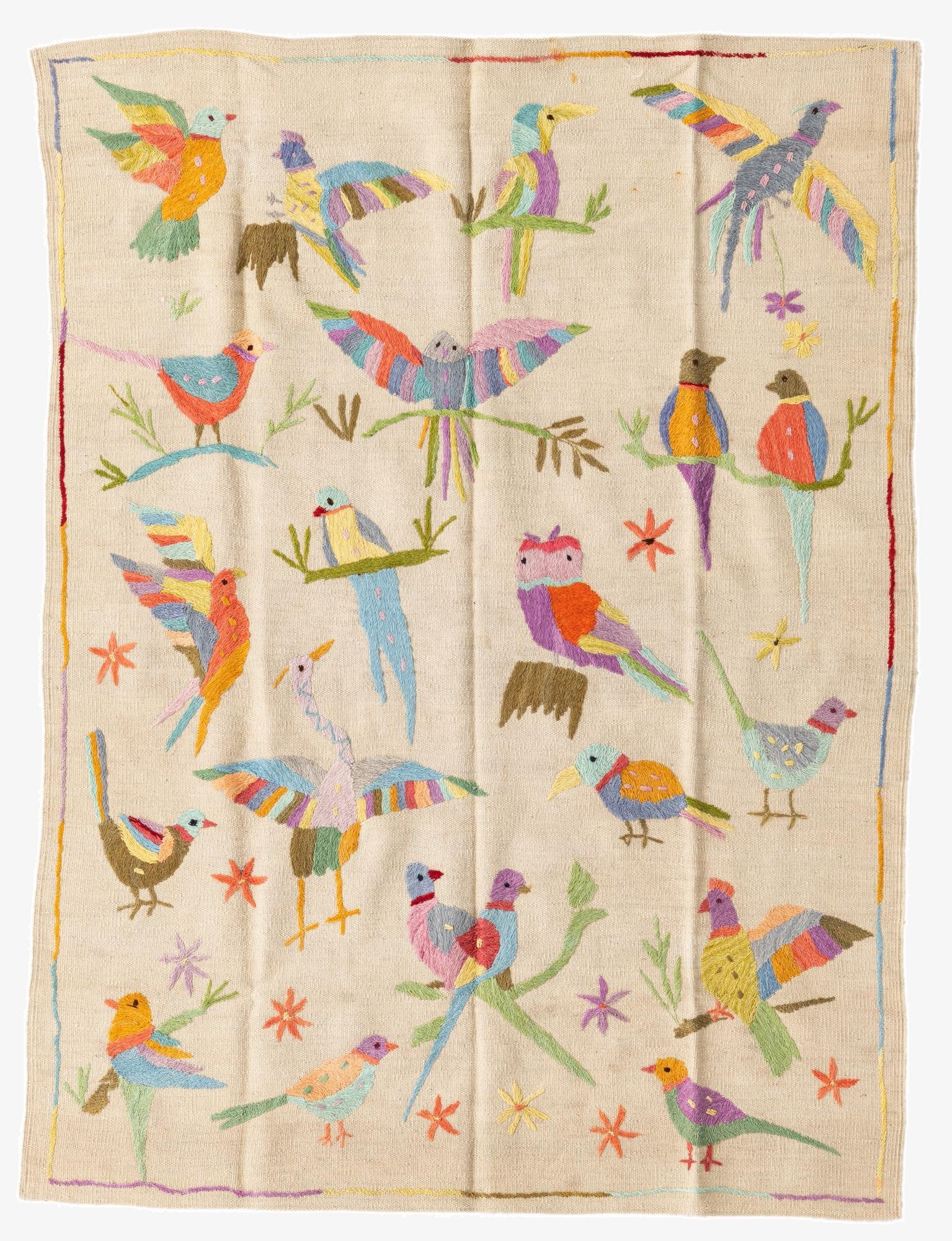  4' 2 x 5' 7  Hand Woven Kilim Suzani Wool Rug