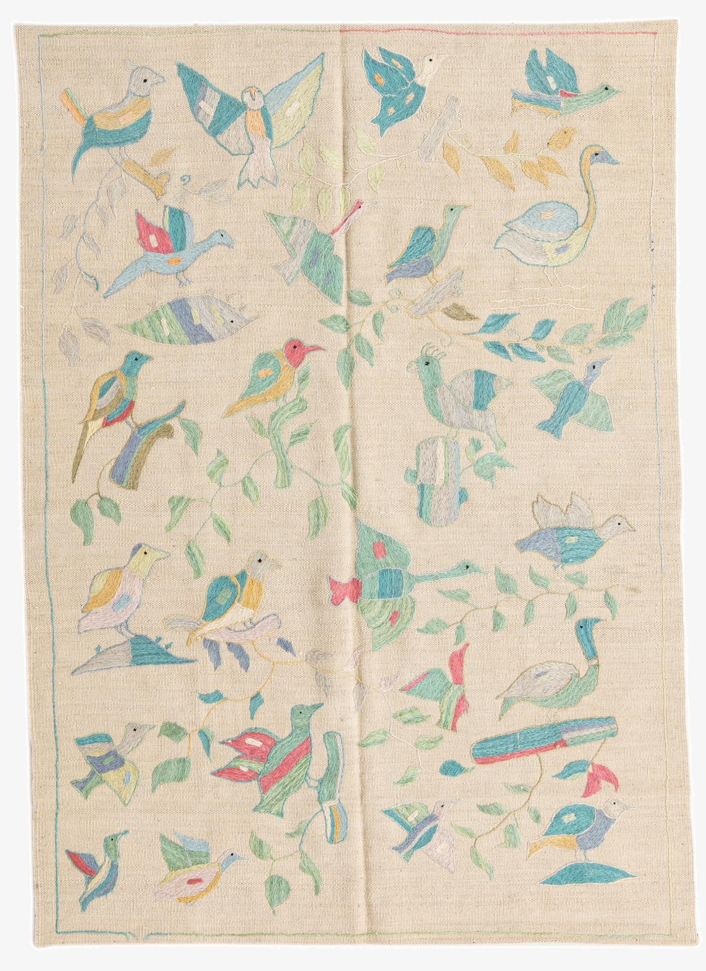  4' 1 x 5' 8  Hand Woven Kilim Suzani Wool Rug