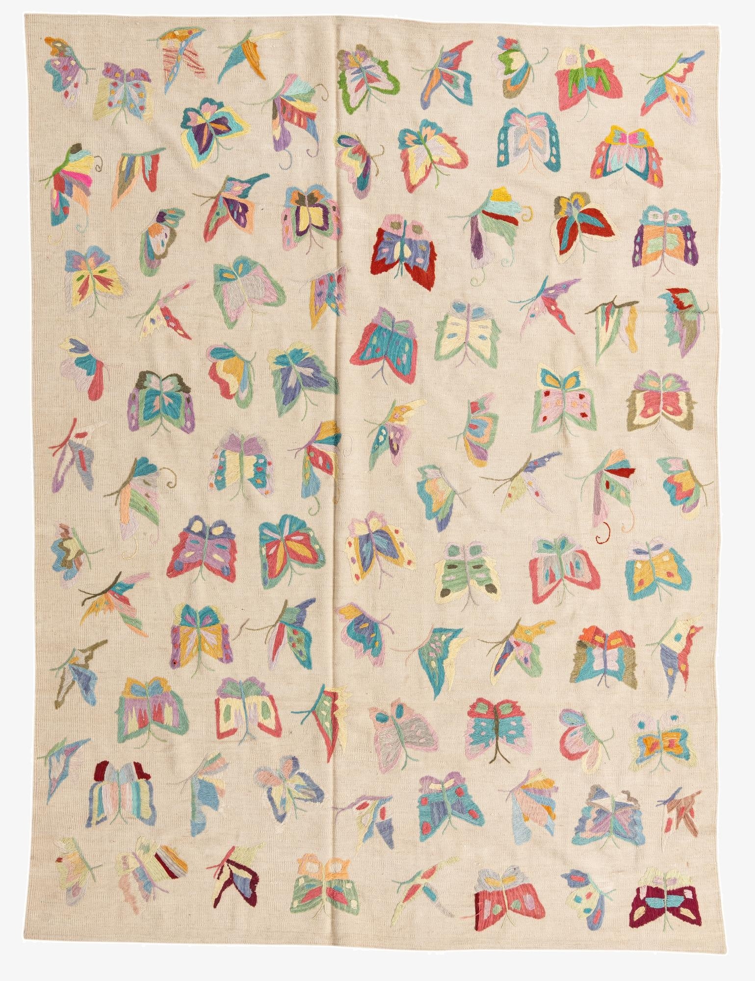  6' 8 x 8' 11  Hand Woven Kilim Suzani Wool Rug