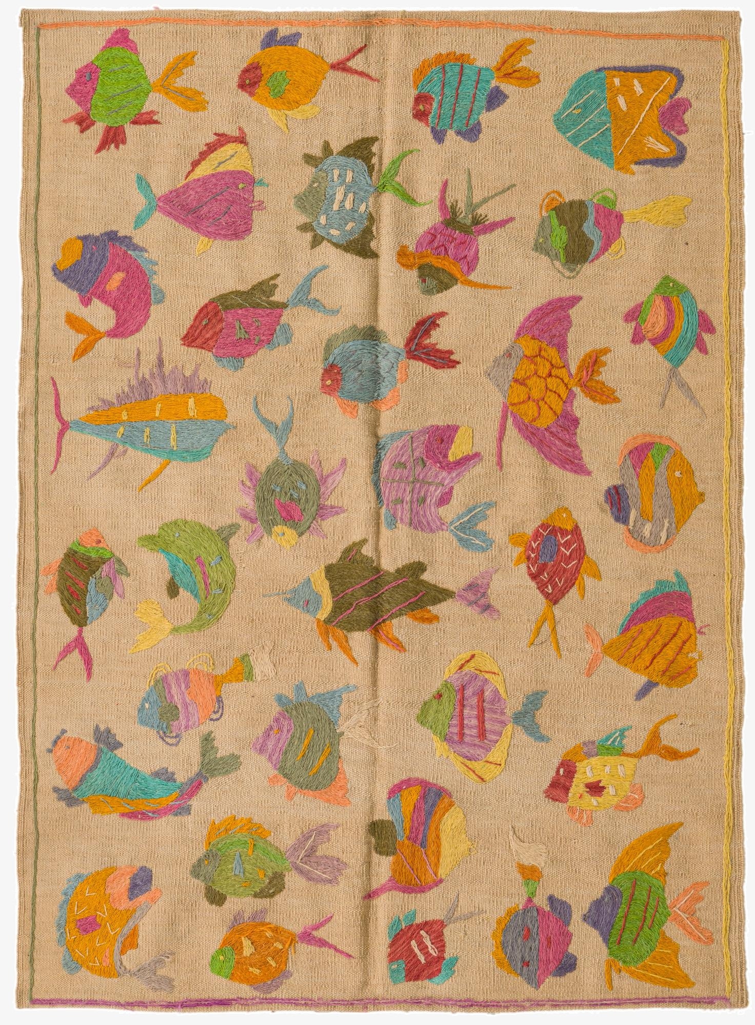  3' 5 x 4' 8  Hand Woven Kilim Suzani Wool Rug