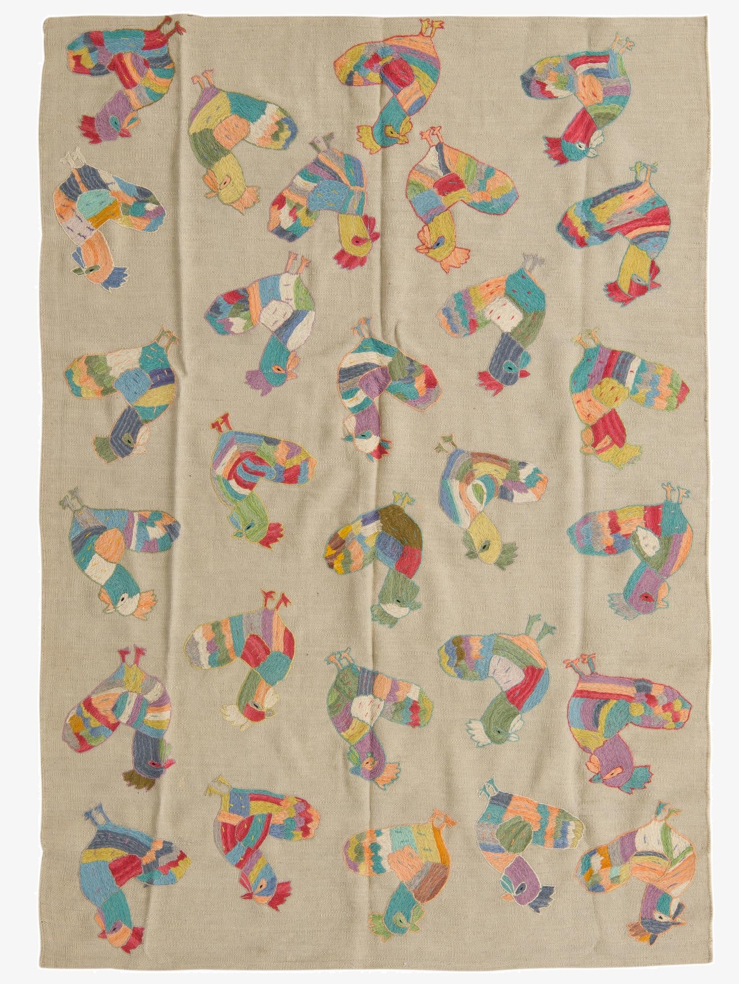  4' 10 x 6' 9  Hand Woven Kilim Suzani Wool Rug