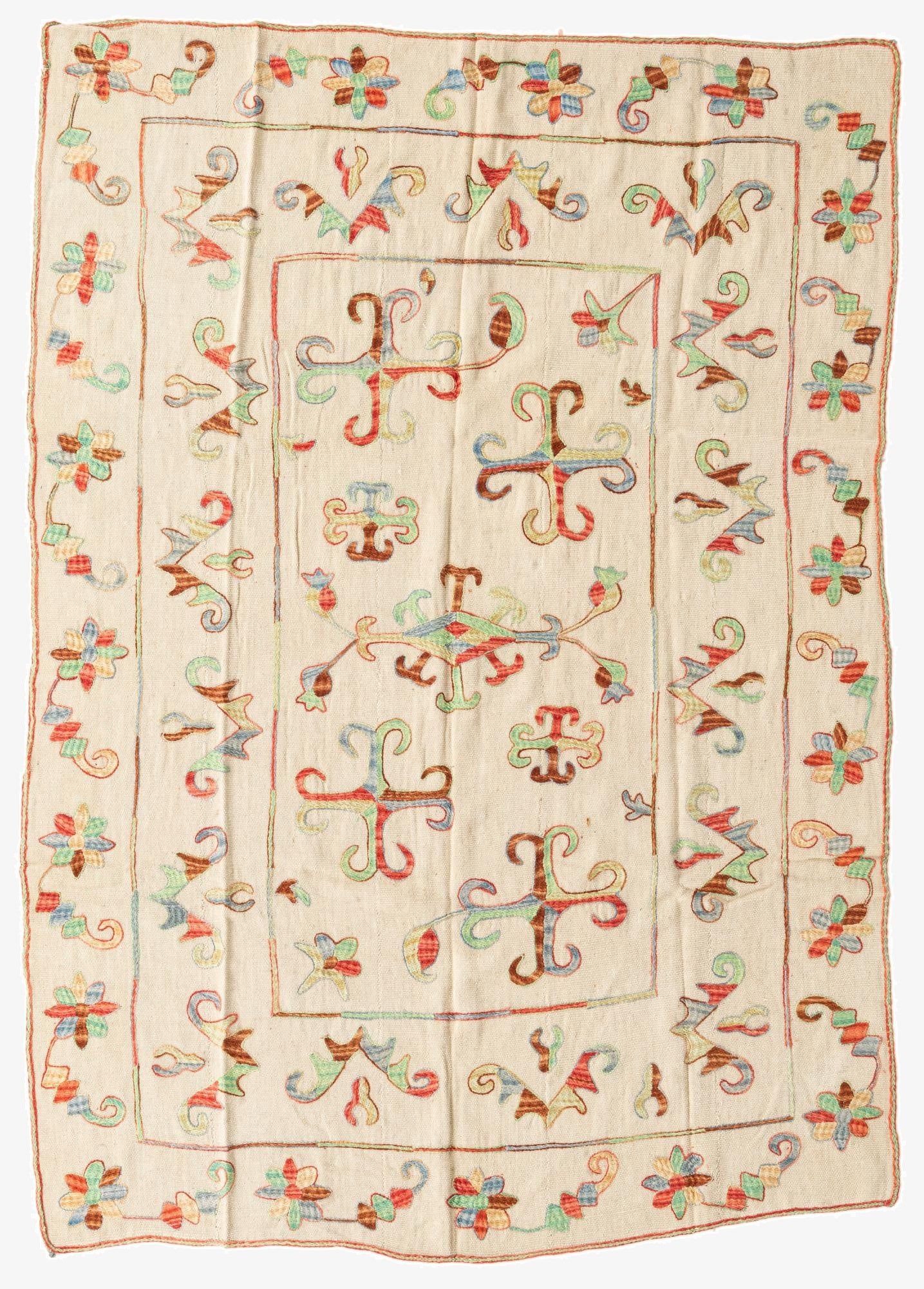  5' 5 x 7' 8  Hand Woven Kilim Suzani Wool Rug