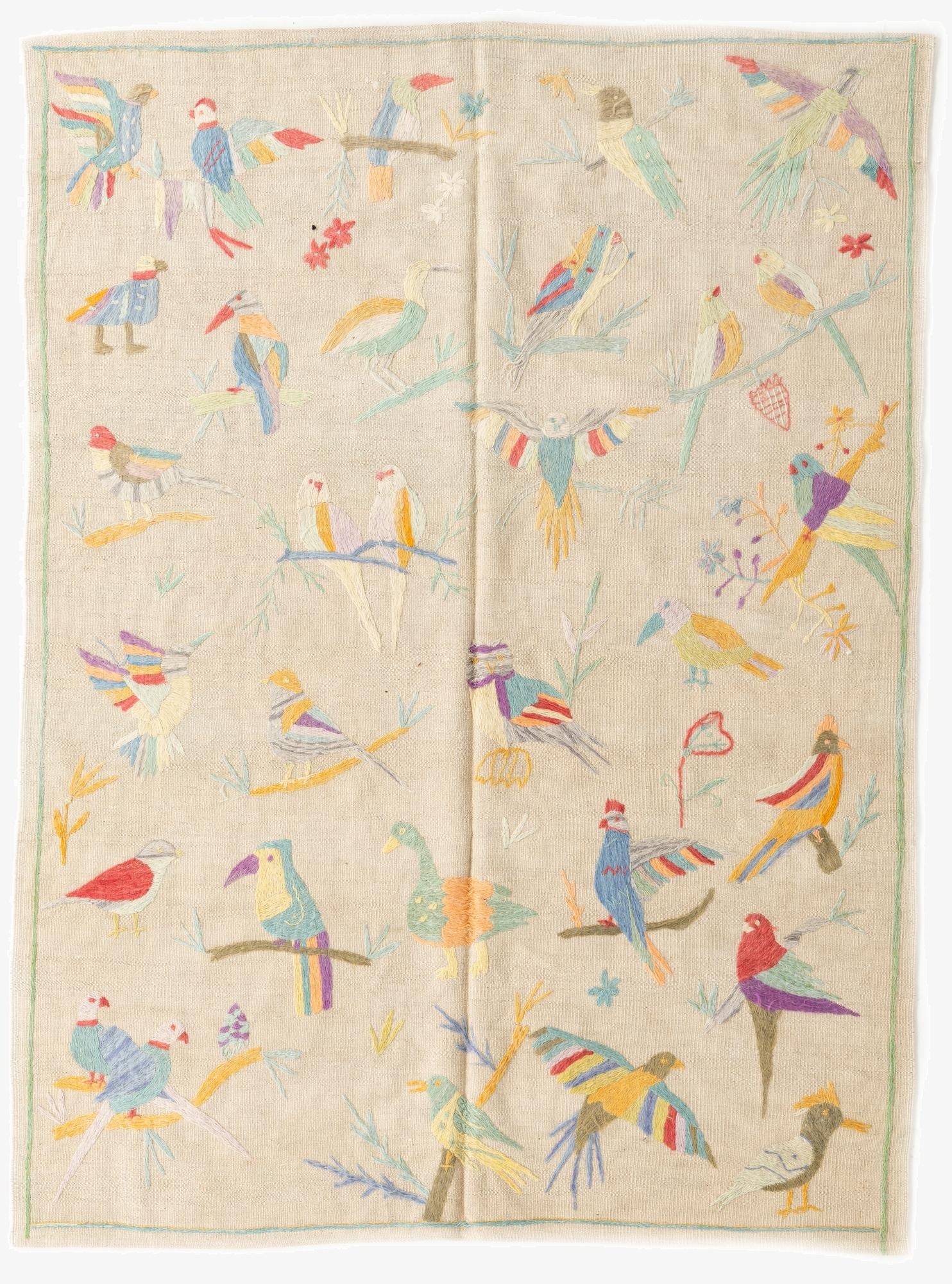  5' 4 x 7' 3  Hand Woven Kilim Suzani Wool Rug