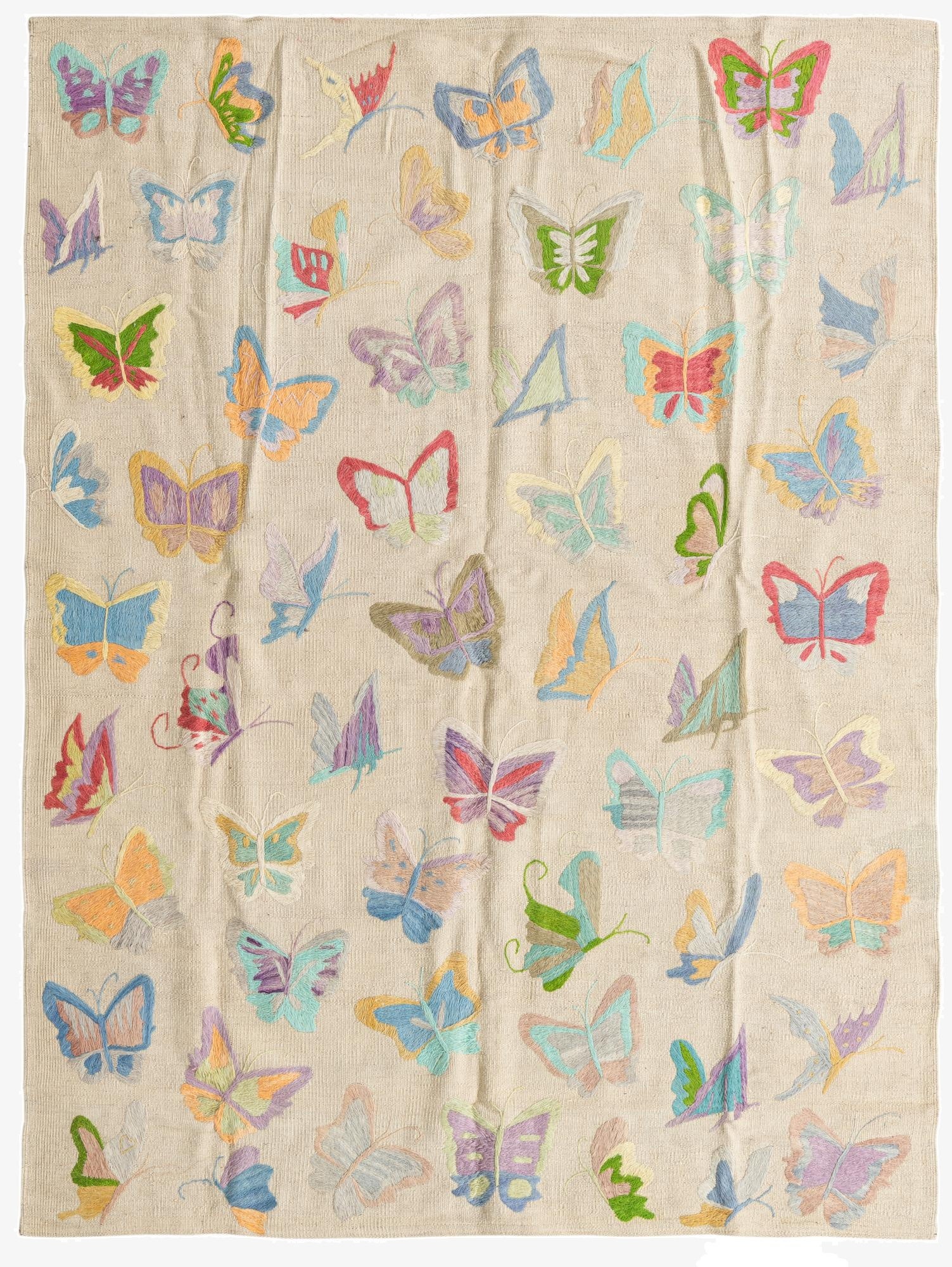  5' 4 x 7' 2  Hand Woven Kilim Suzani Wool Rug