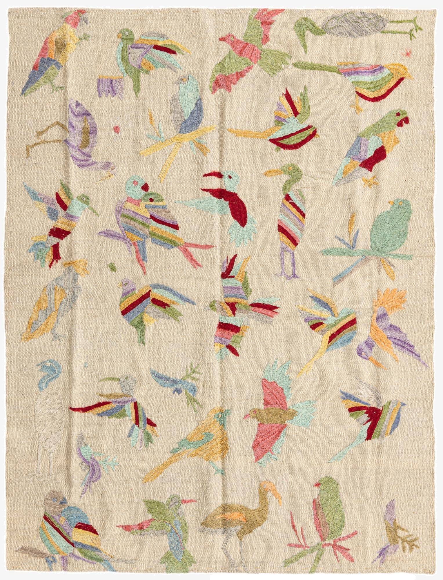  4' 2 x 5' 8  Hand Woven Kilim Suzani Wool Rug