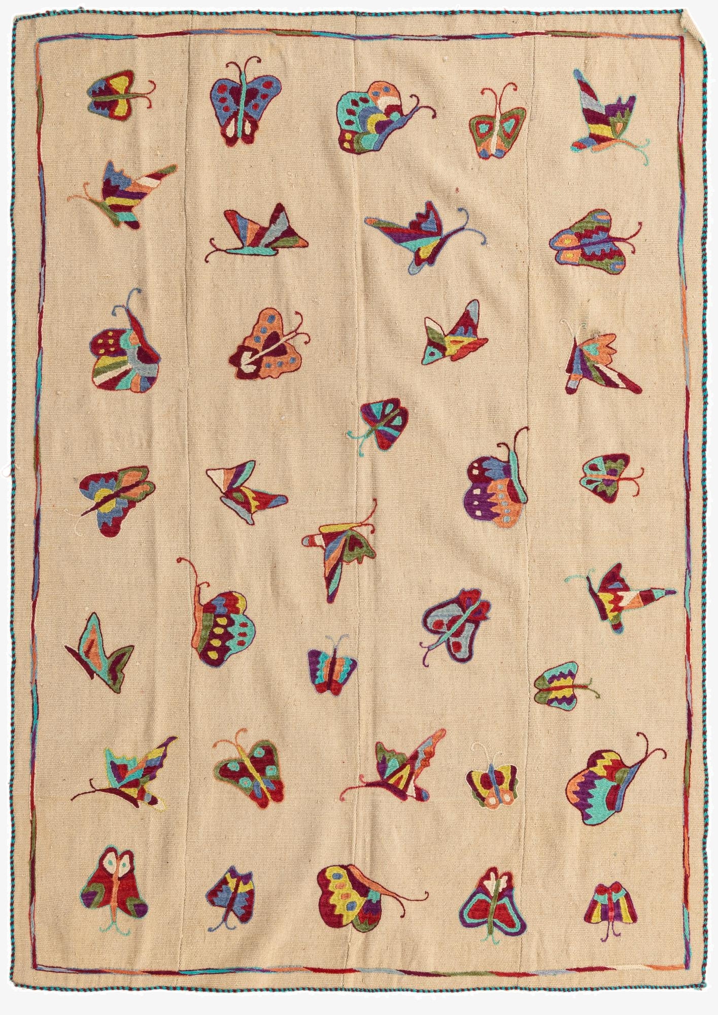  4' 10 x 6' 10  Hand Woven Kilim Suzani Wool Rug