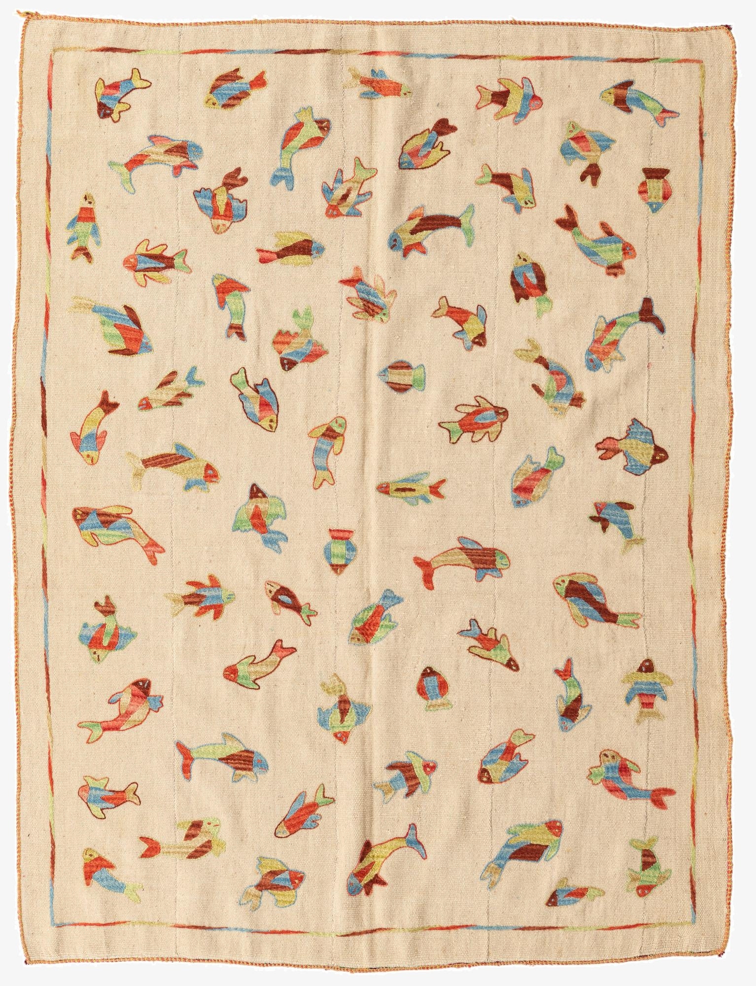  4' 10 x 6' 6  Hand Woven Kilim Suzani Wool Rug