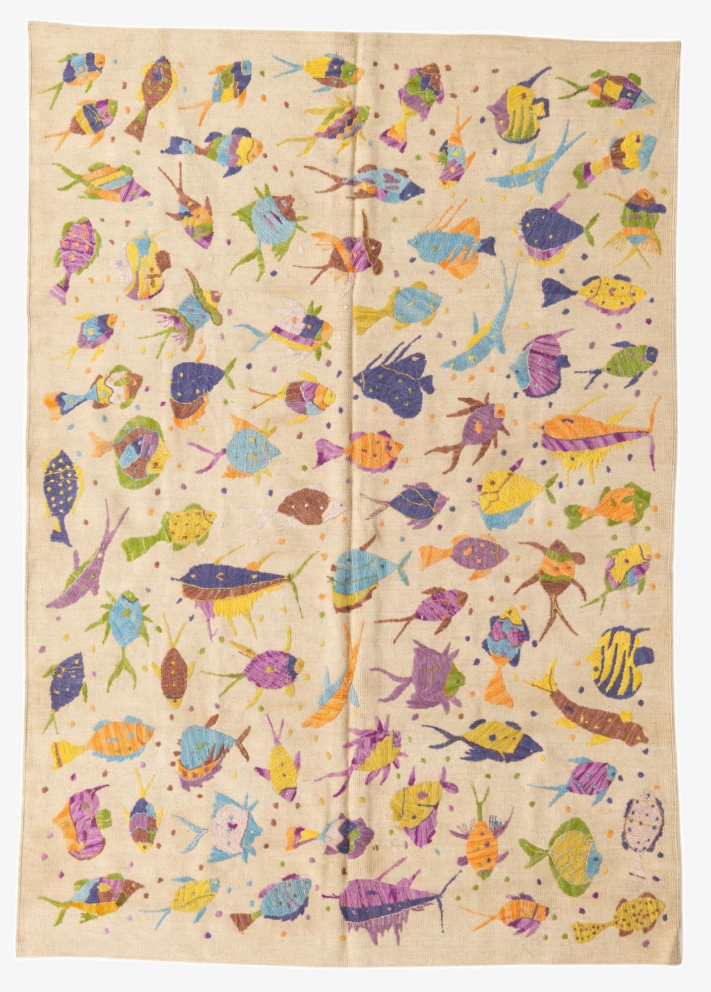  5' 6 x 7' 10  Hand Woven Kilim Suzani Wool Rug