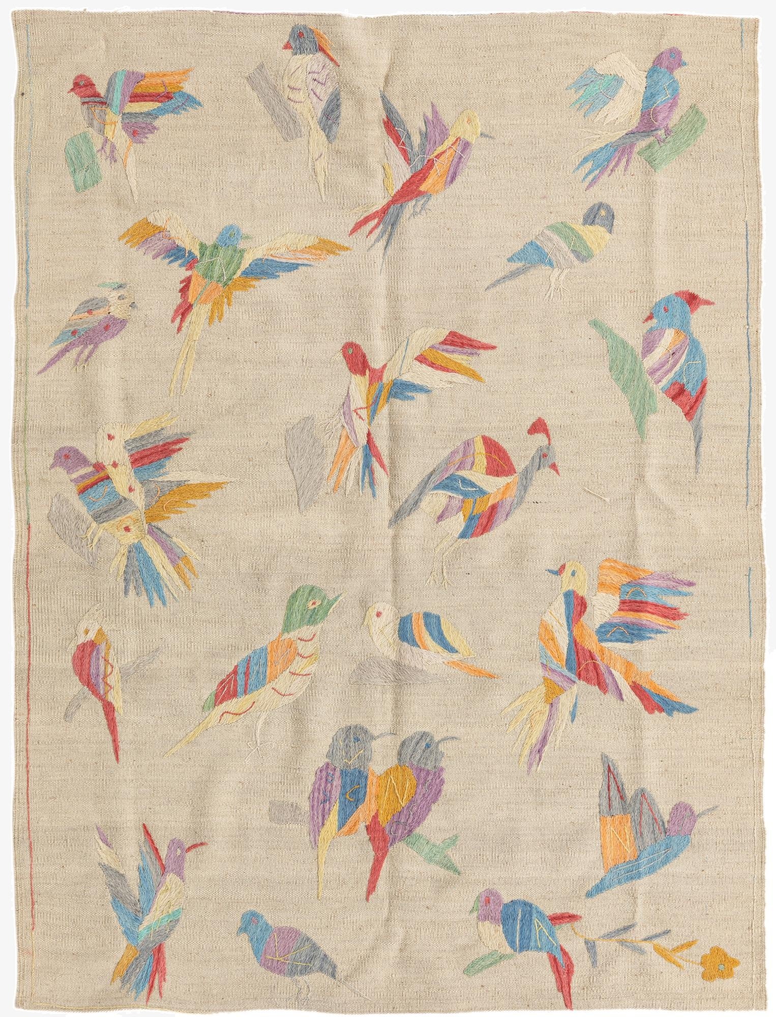  4' 1 x 5' 7  Hand Woven Kilim Suzani Wool Rug