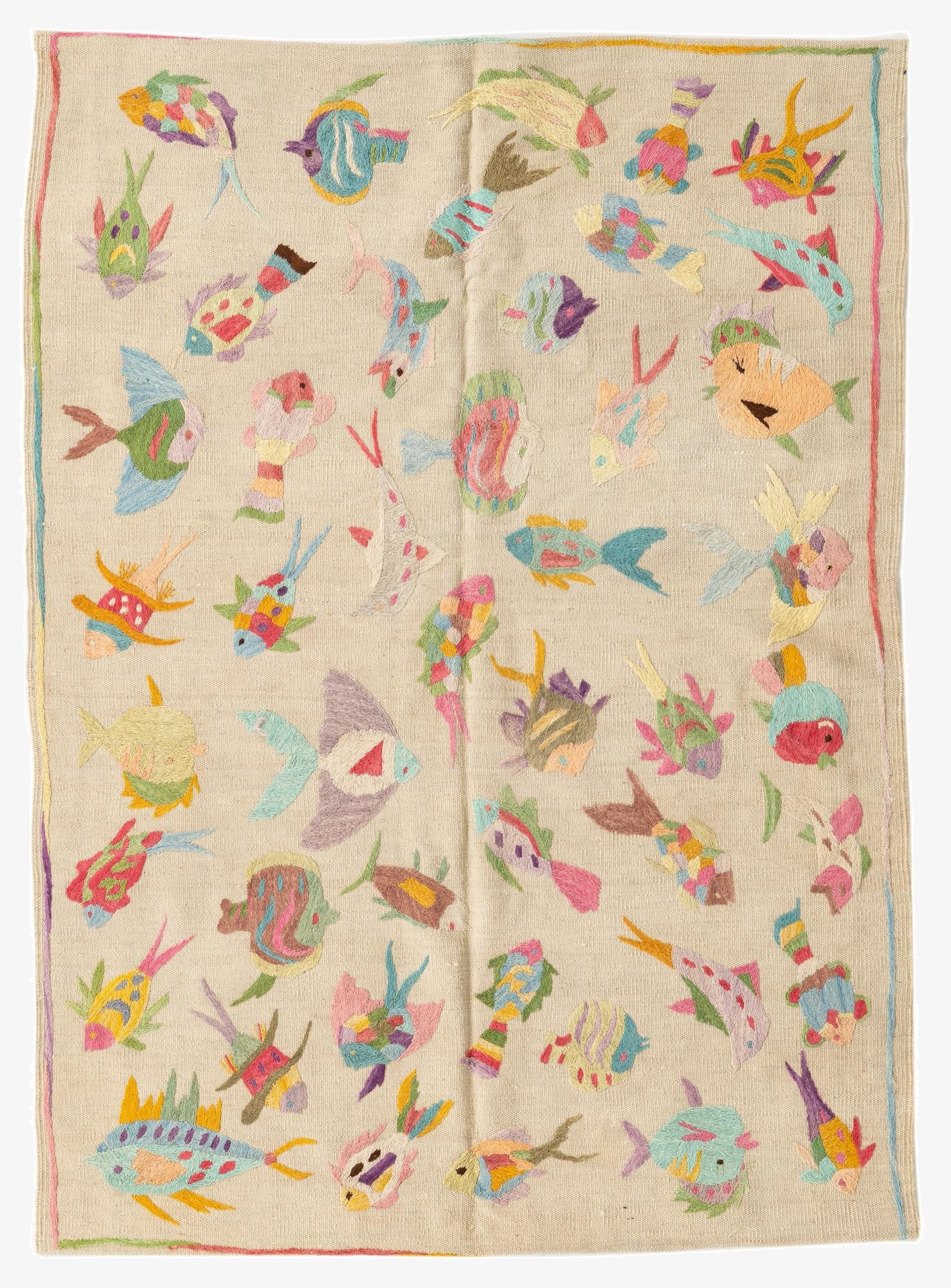  4' x 5' 6  Hand Woven Kilim Suzani Wool Rug