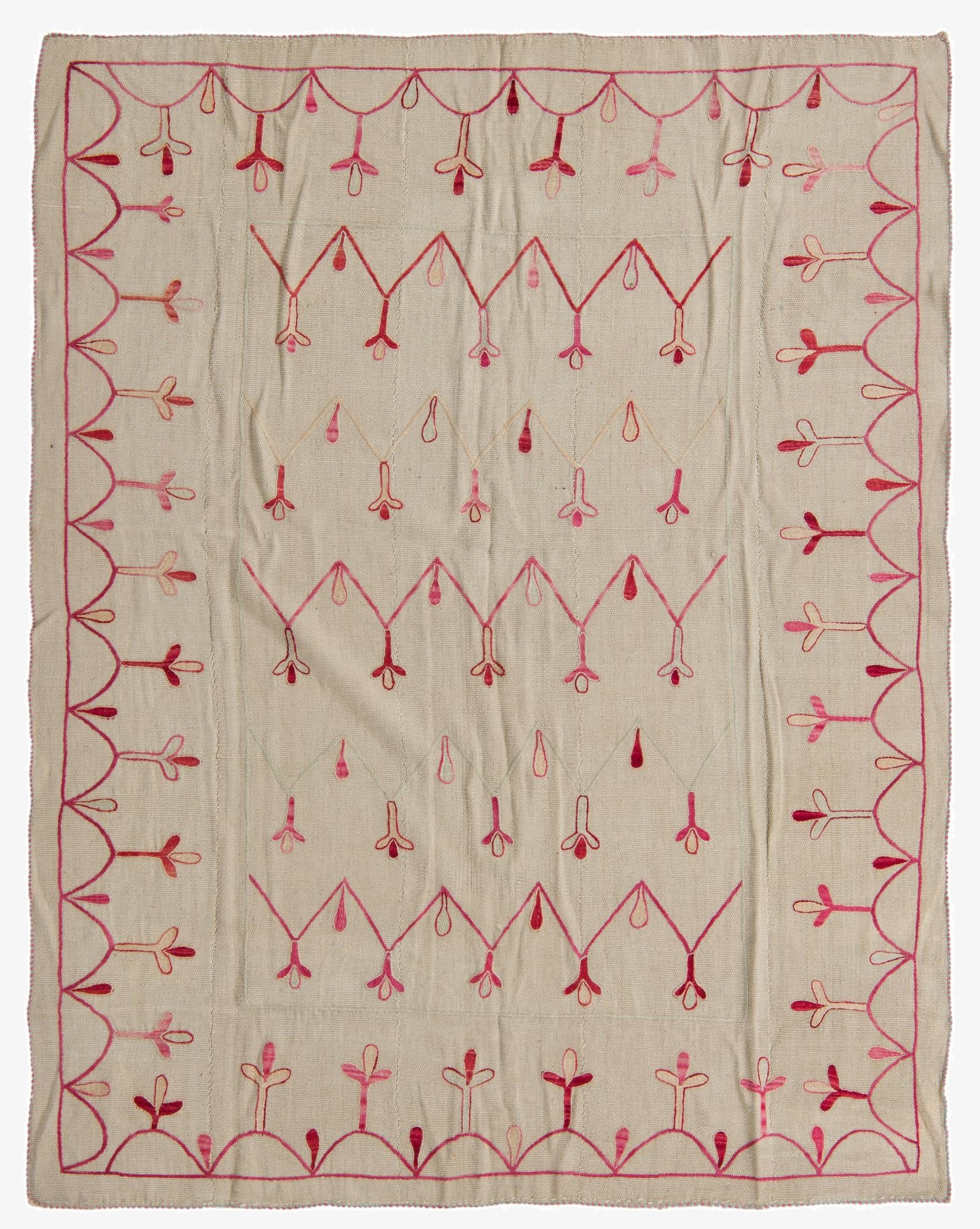  5' 11 x 7' 5  Hand Woven Kilim Suzani Wool Rug