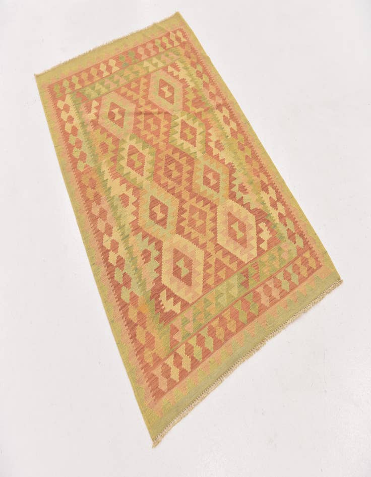 Detail image of  3' 2 x 4' 10  Hand Woven Kilim Waziri Wool Rug