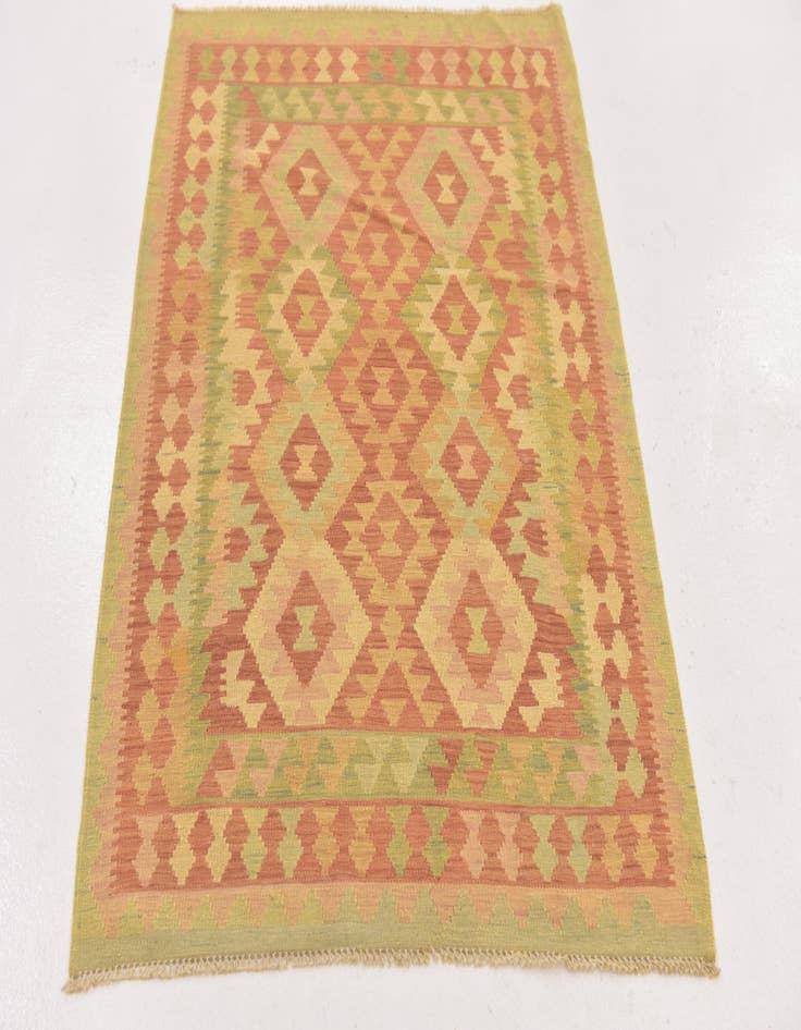 Detail image of  3' 2 x 4' 10  Hand Woven Kilim Waziri Wool Rug