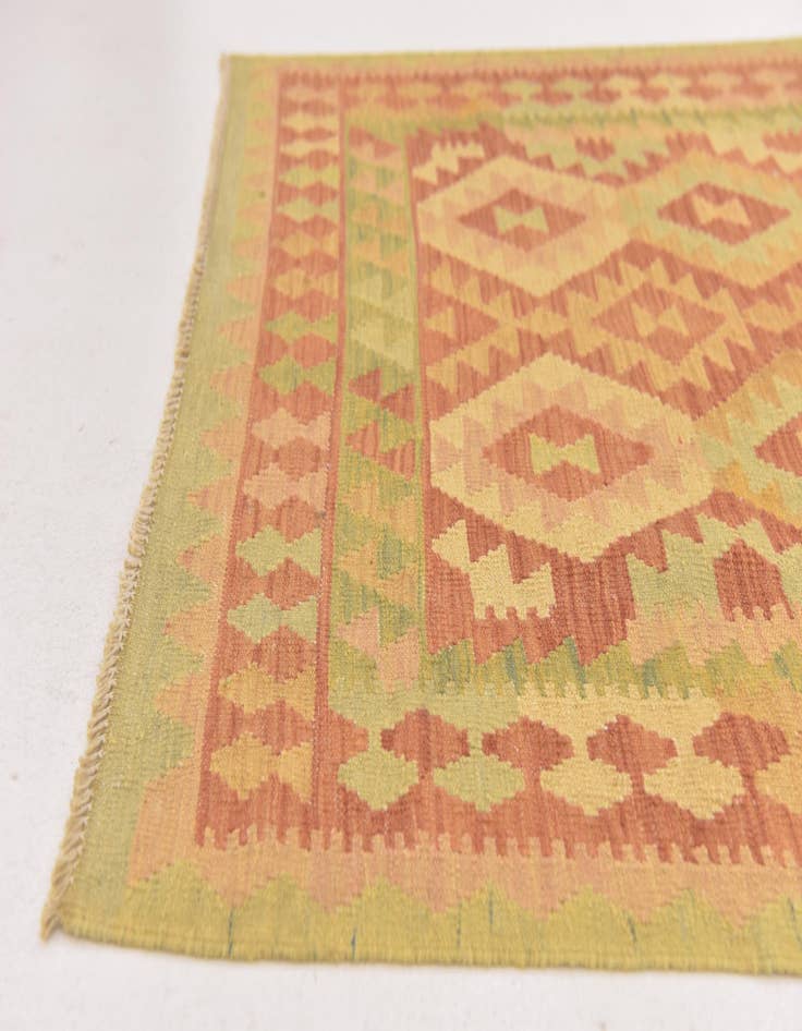 Detail image of  3' 2 x 4' 10  Hand Woven Kilim Waziri Wool Rug
