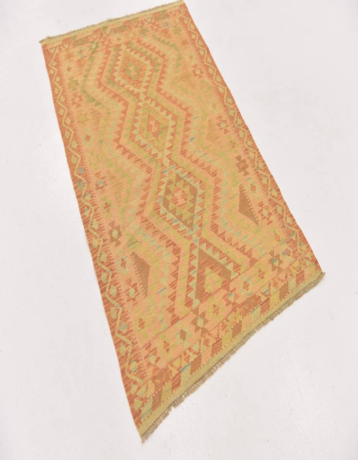 Detail image of  3' 2 x 4' 8  Hand Woven Kilim Waziri Wool Rug