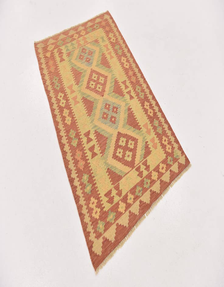 Detail image of  2' 9 x 4' 3  Hand Woven Kilim Waziri Wool Rug