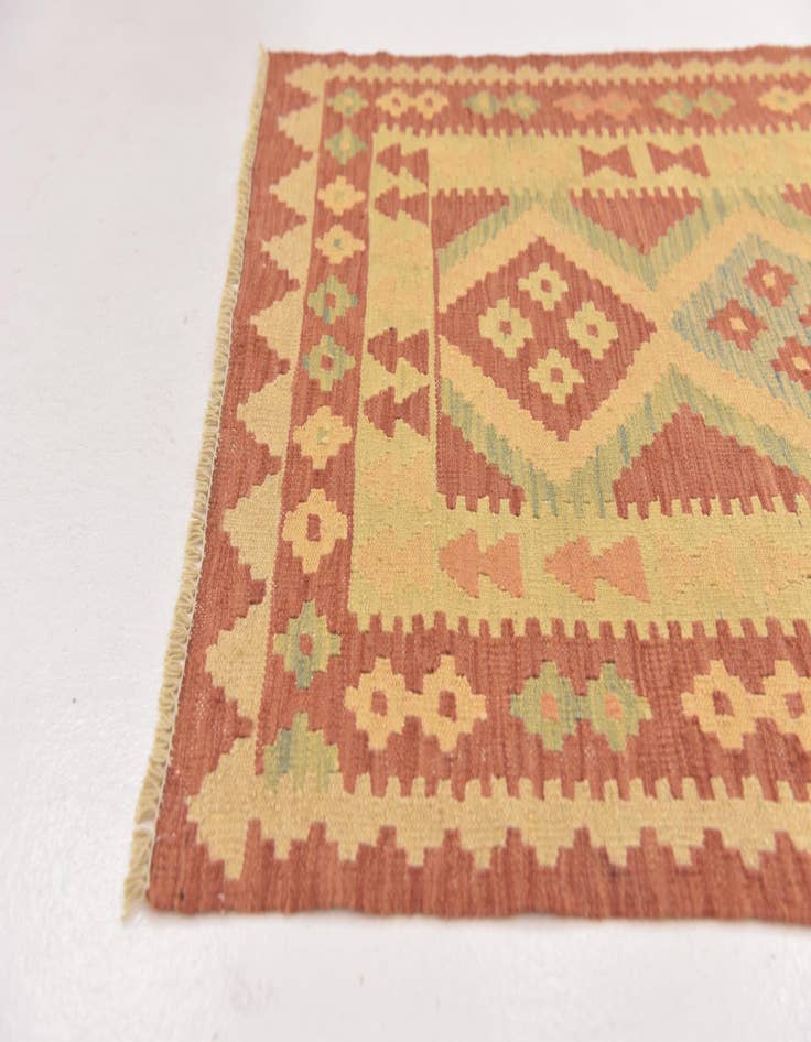 Detail image of  2' 9 x 4' 3  Hand Woven Kilim Waziri Wool Rug