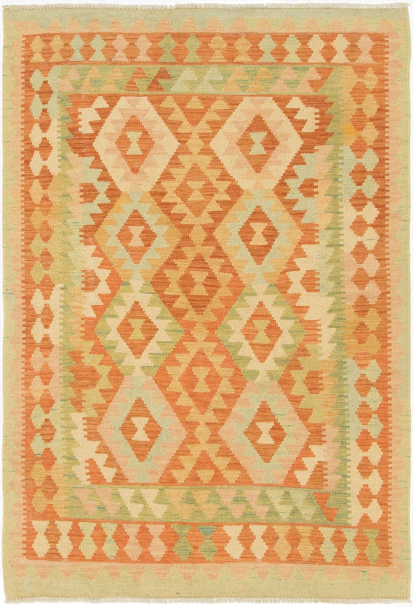  3' 2 x 4' 10  Hand Woven Kilim Waziri Wool Rug