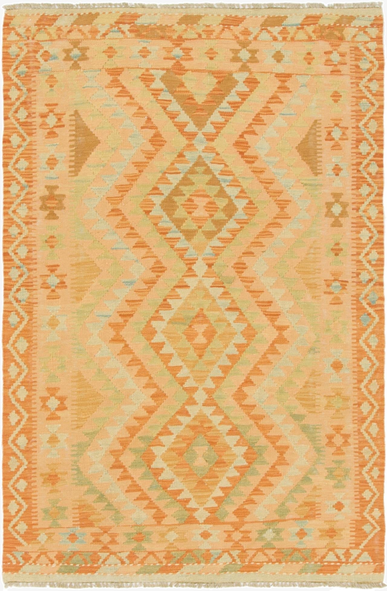  3' 2 x 4' 8  Hand Woven Kilim Waziri Wool Rug