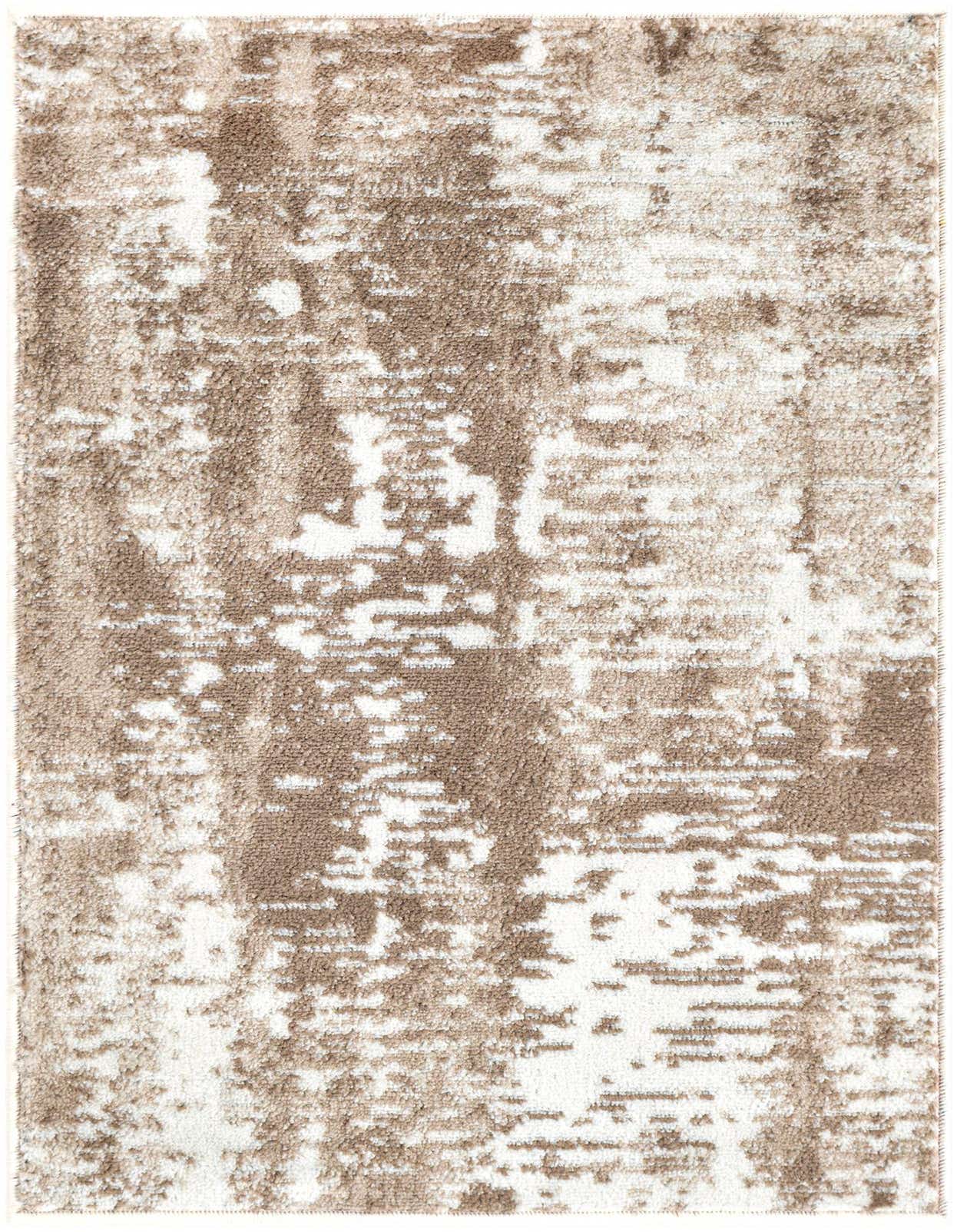 A 2x3 rectangular Rugs.com Laguna rug featuring an abstract pattern in ivory and cream tones, suitable for an entryway.
