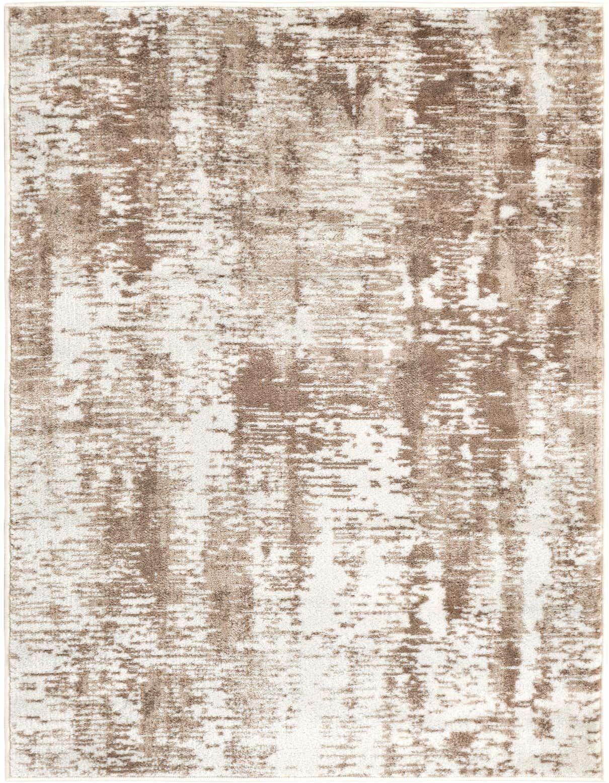 A 3x5 rectangular Rugs.com Laguna rug featuring an abstract, distressed pattern in ivory and cream tones.