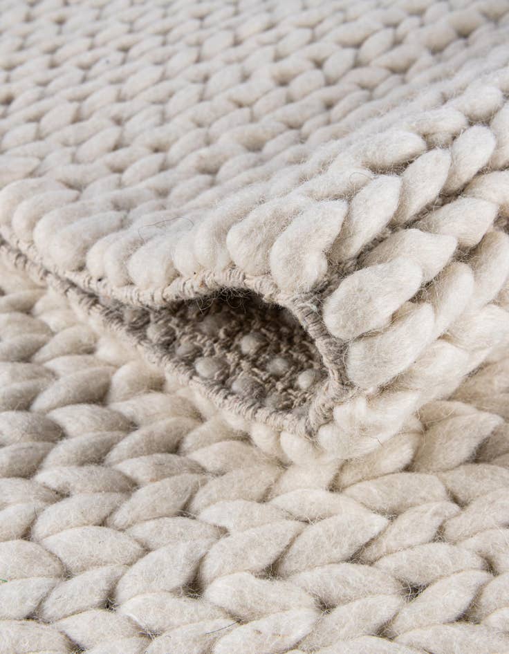 Detail image of  Custom Ivory  Hand Woven Lana New Zealand Wool Rug