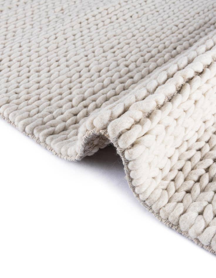 Detail image of  Custom Ivory  Hand Woven Lana New Zealand Wool Rug