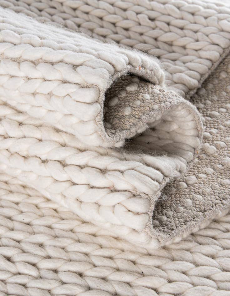 Detail image of  Custom Ivory  Hand Woven Lana New Zealand Wool Rug