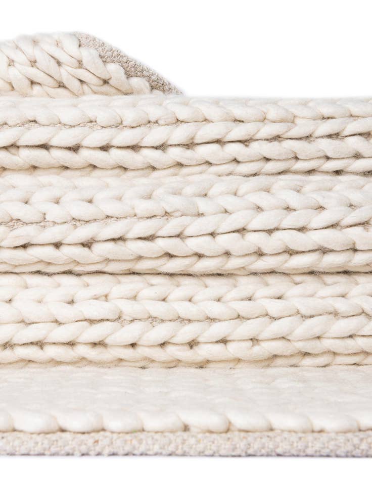 Detail image of  Custom Ivory  Hand Woven Lana New Zealand Wool Rug