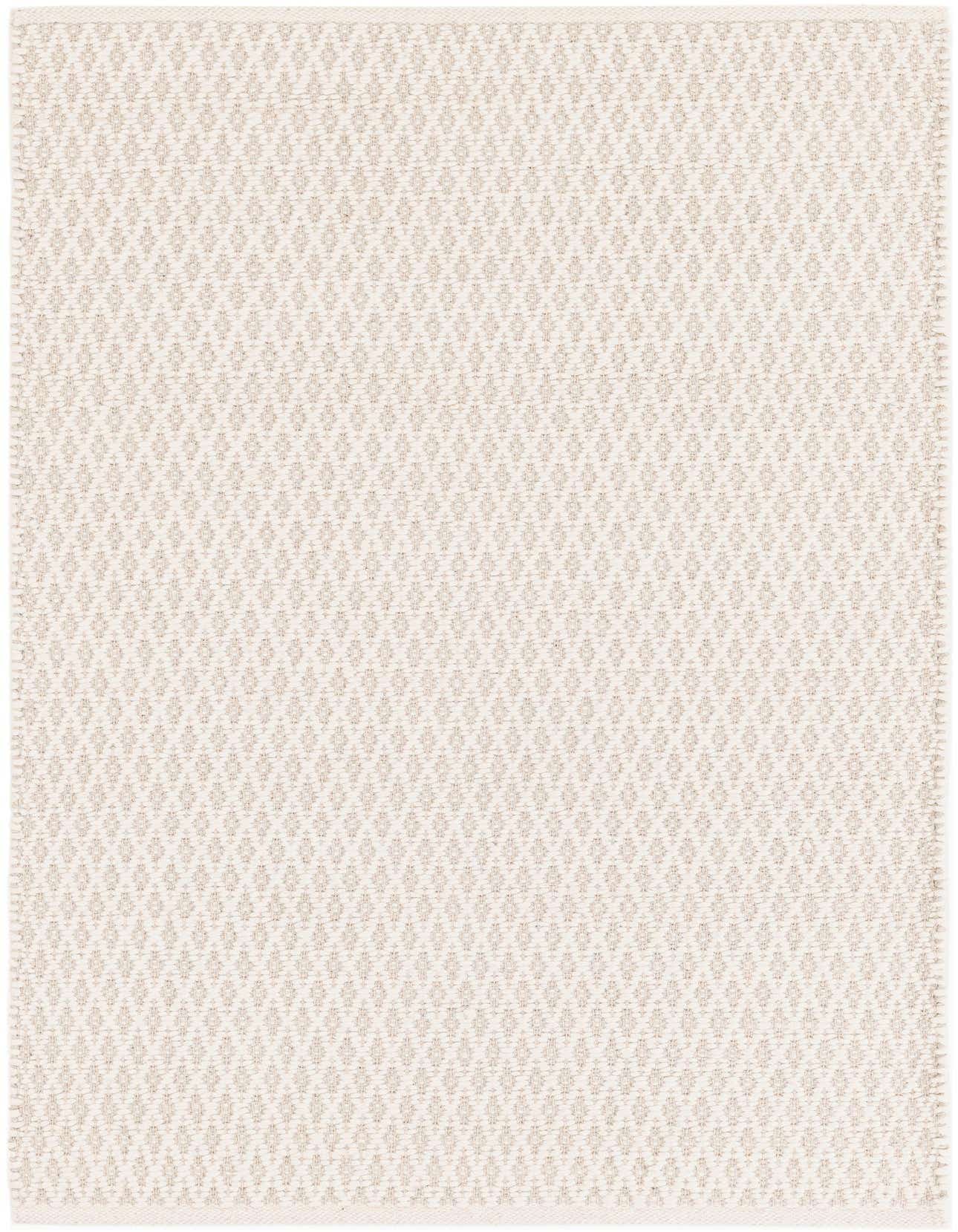A 3x5 rectangular ivory and cream modern flatweave rug with a subtle textured diamond lattice pattern.