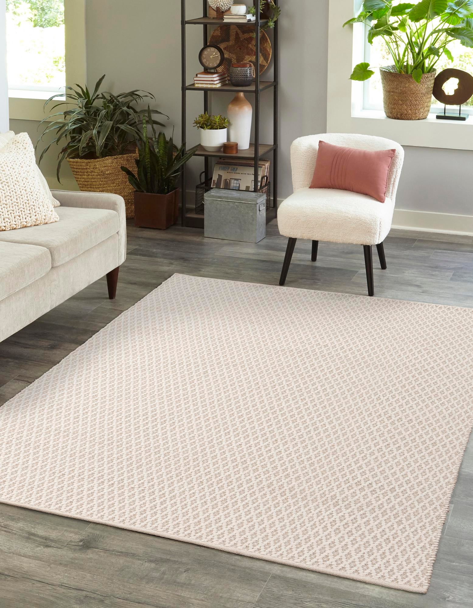 Ivory 10' x 14' 1 Hand Woven Lattice Wool Rug