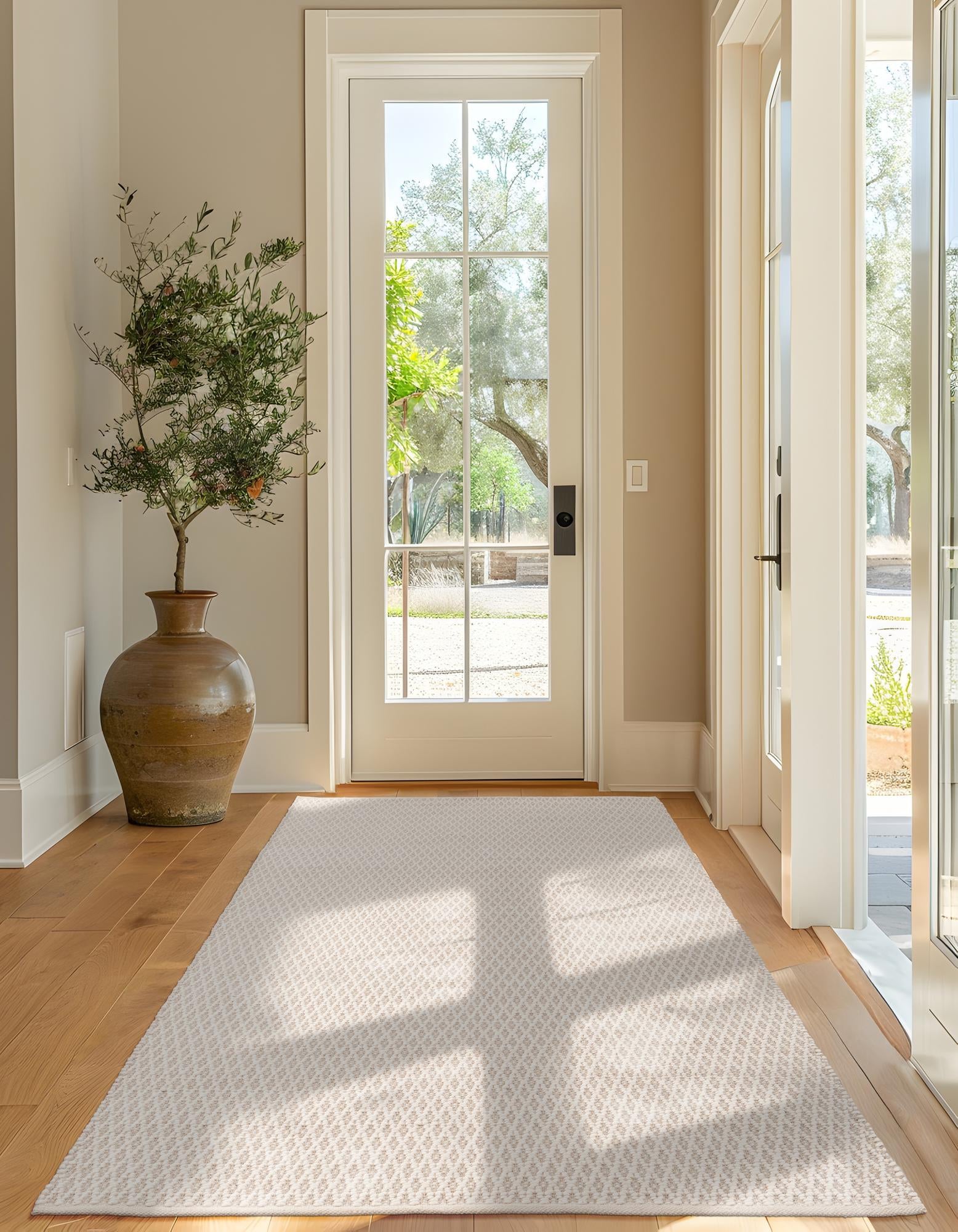 Ivory 10' x 14' 1 Hand Woven Lattice Wool Rug