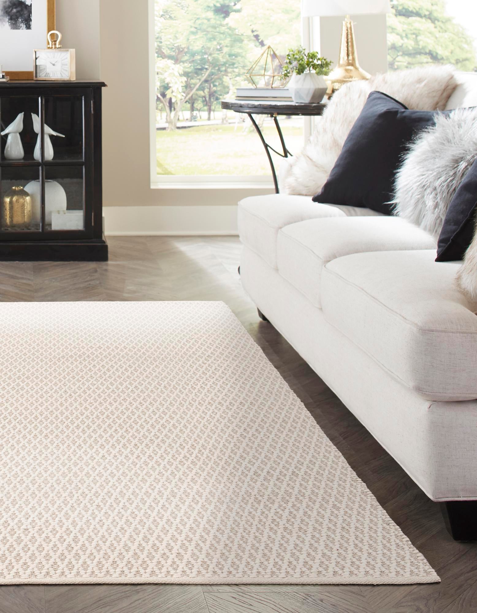 Ivory 10' x 14' 1 Hand Woven Lattice Wool Rug