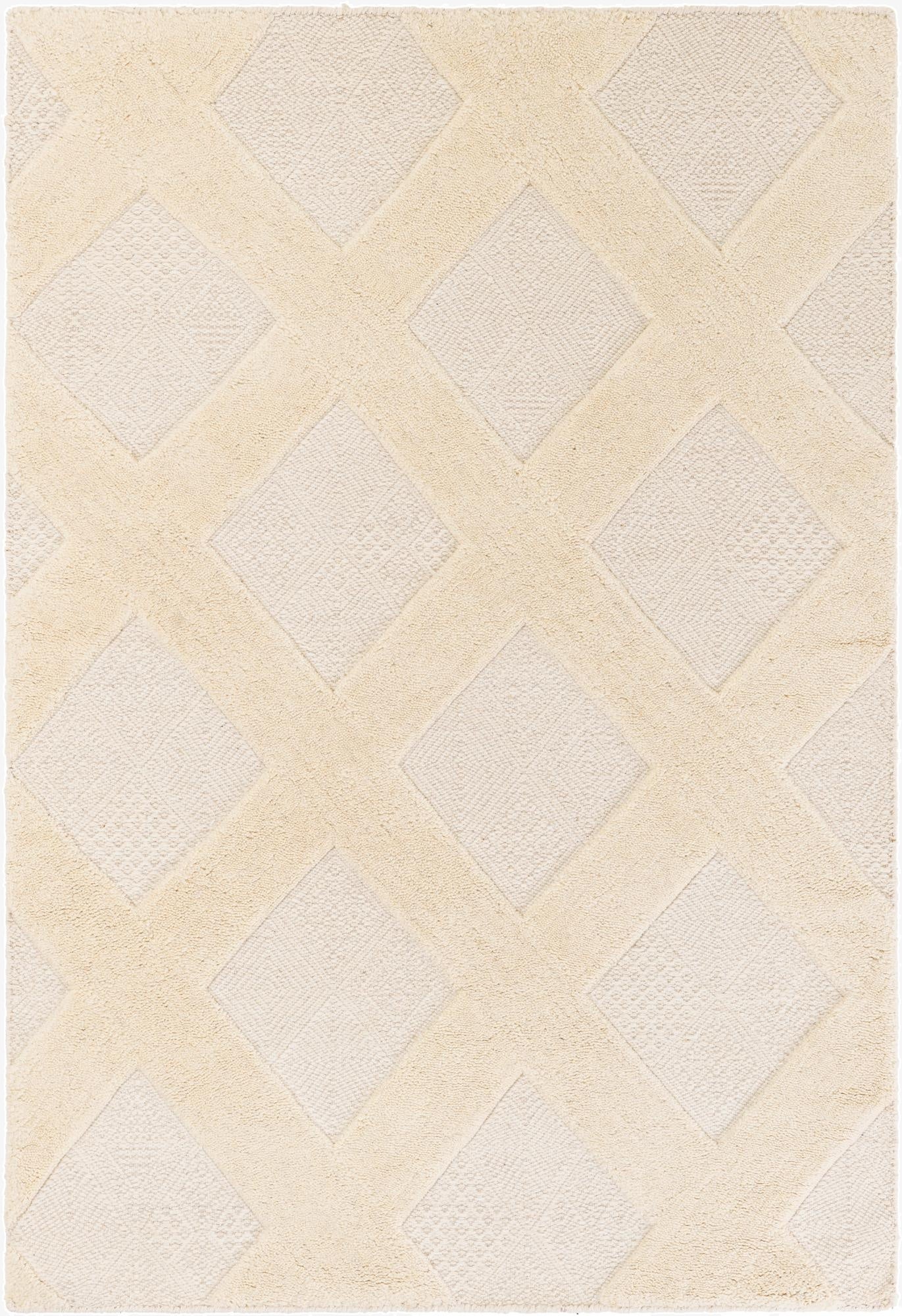  4' 1 x 6' 1  Hand Woven Lattice Wool Rug
