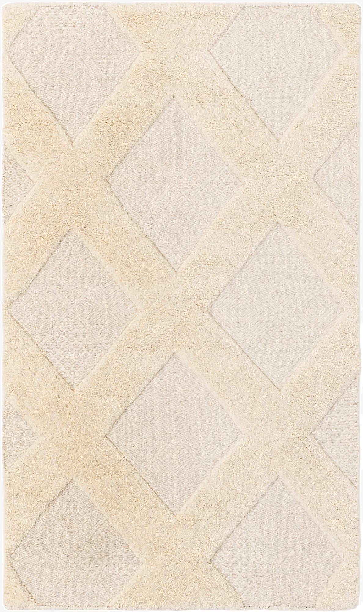  3' 1 x 5' 1  Hand Woven Lattice Wool Rug