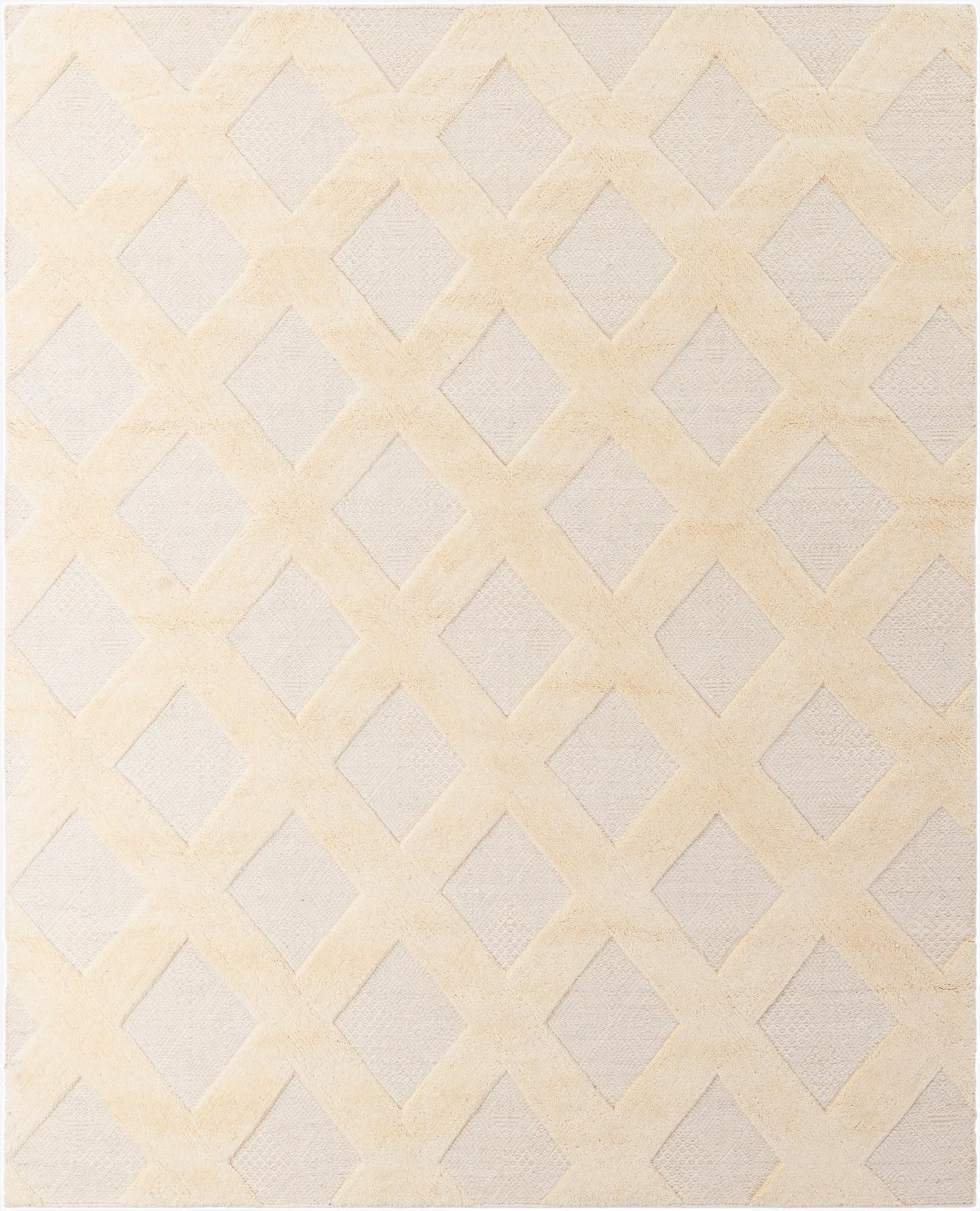 Primary image  8' x 10'  Hand Woven Lattice Wool Rug