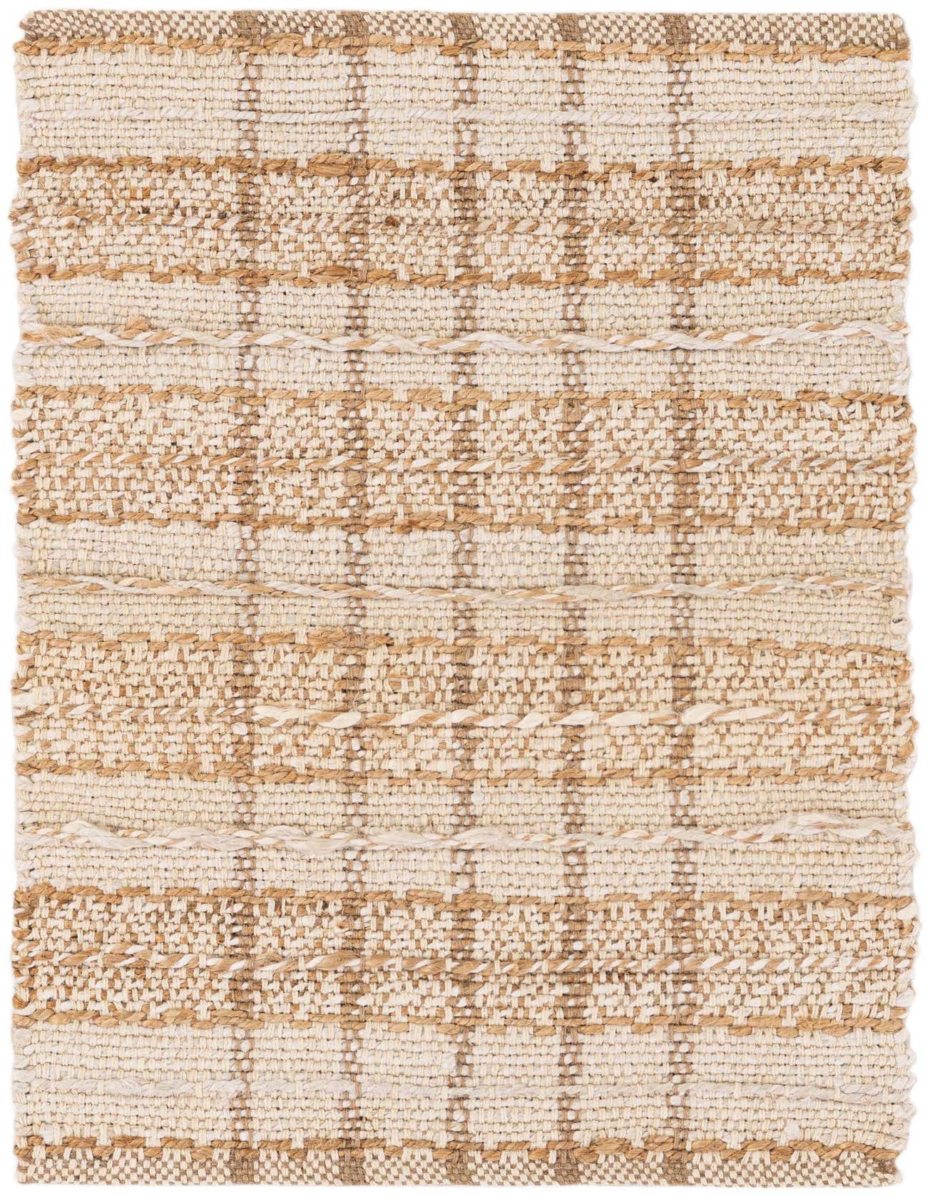 A 2x3 rectangular Laurel Handwoven Jute rug featuring a modern abstract pattern in ivory and natural jute tones.