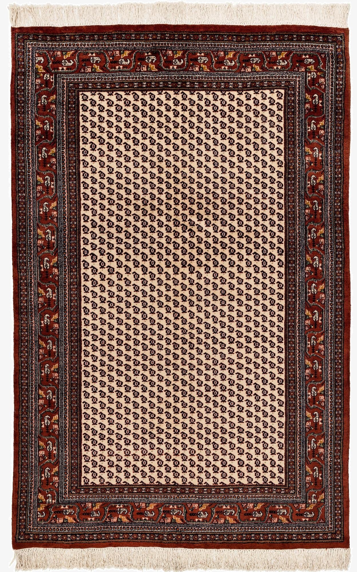  4' 2 x 6' 5  Hand Knotted Mir Oriental Wool Rug