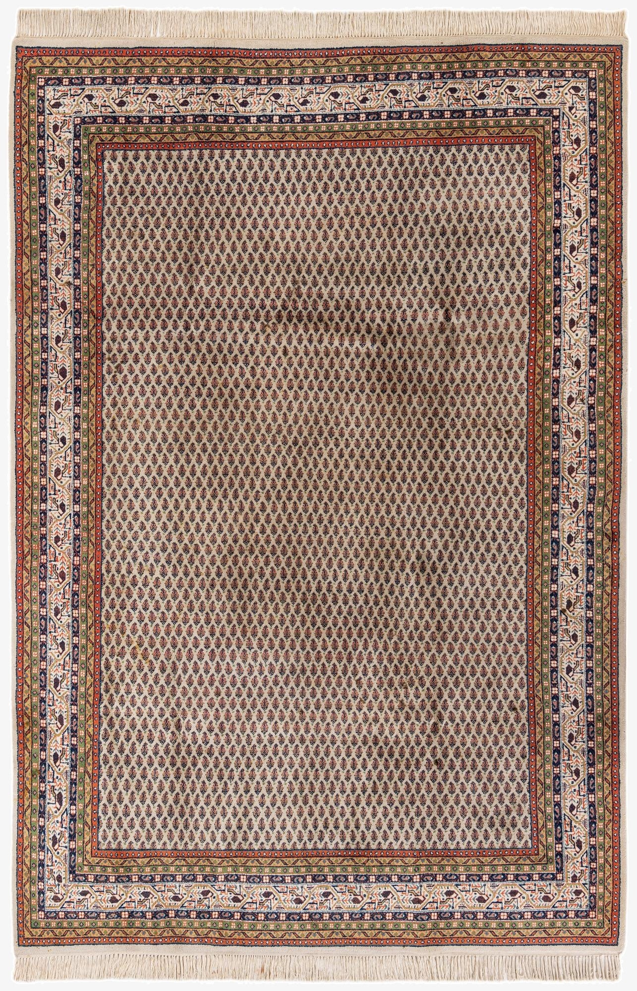  6' 8 x 9' 9  Hand Knotted Mir Wool Rug