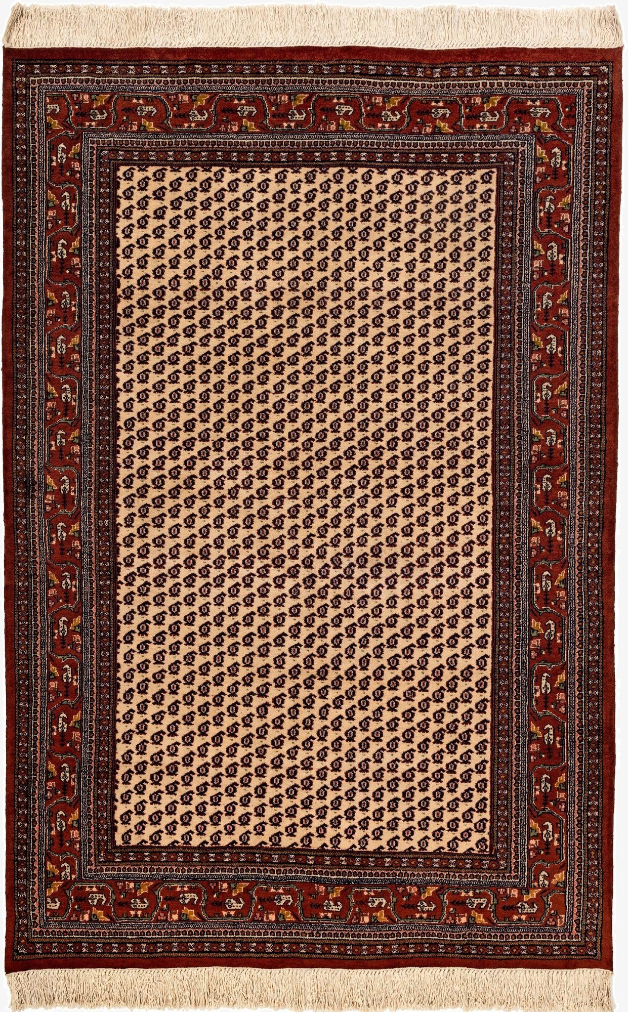 4' 2 x 6' 4  Hand Knotted Mir Wool Rug