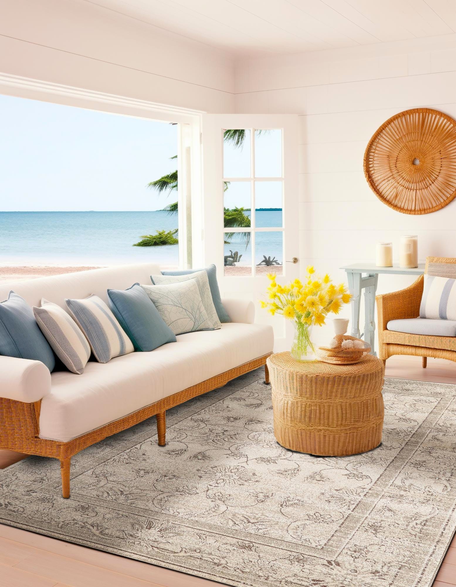 Ivory 5' 3 x 8' Miranda Rug | Rugs.com