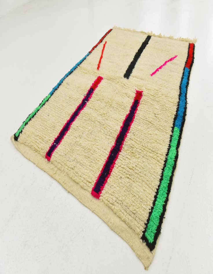 Detail image of  3' 4 x 4' 10  Hand Knotted Moroccan Wool Rug