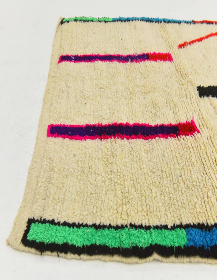 Detail image of  3' 4 x 4' 10  Hand Knotted Moroccan Wool Rug