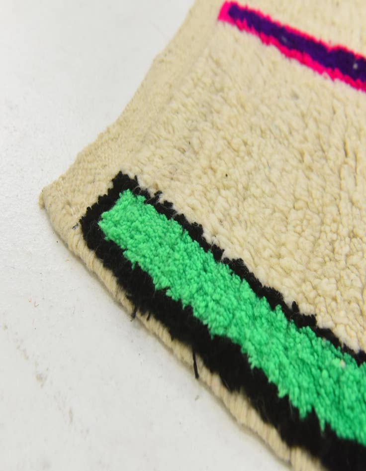 Detail image of  3' 4 x 4' 10  Hand Knotted Moroccan Wool Rug