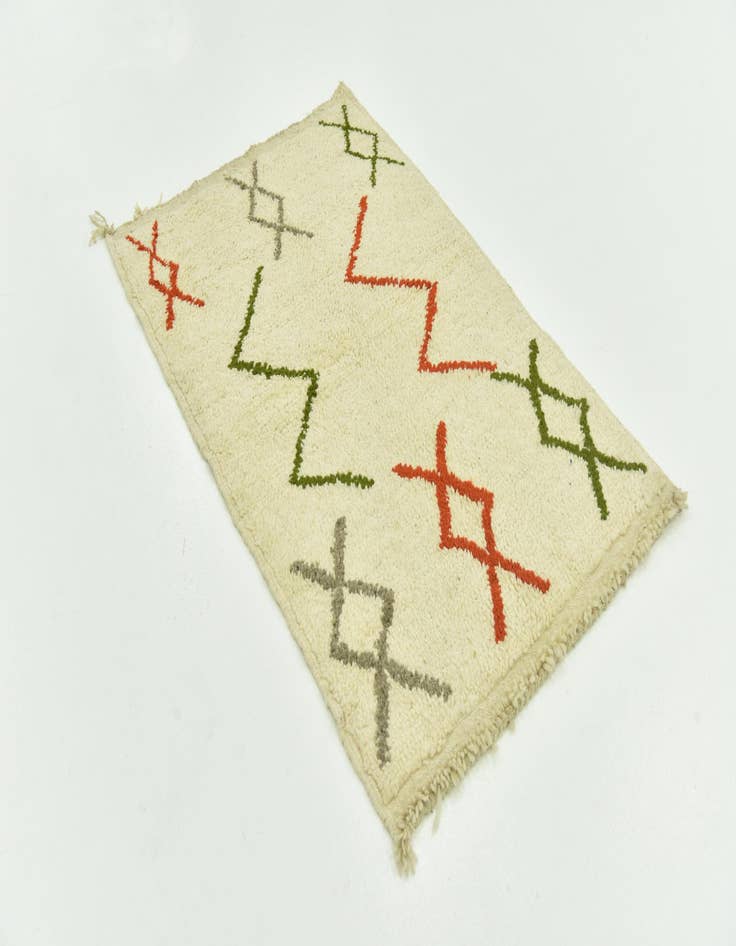 Detail image of  3' 4 x 5'  Hand Knotted Moroccan Wool Rug