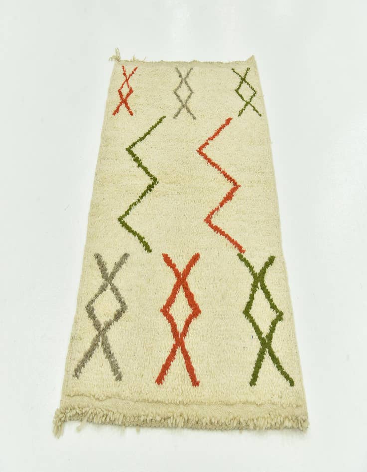 Detail image of  3' 4 x 5'  Hand Knotted Moroccan Wool Rug