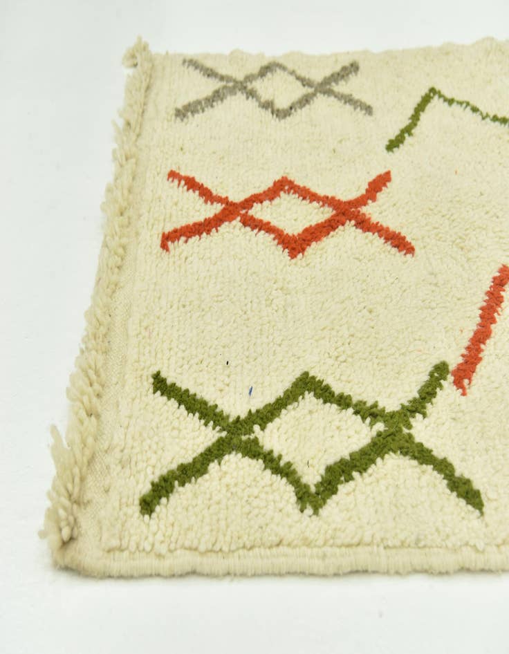 Detail image of  3' 4 x 5'  Hand Knotted Moroccan Wool Rug